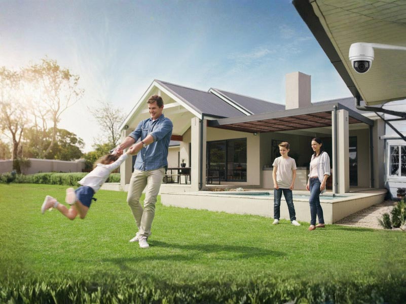 Professional Security Camera Installation Team at Work